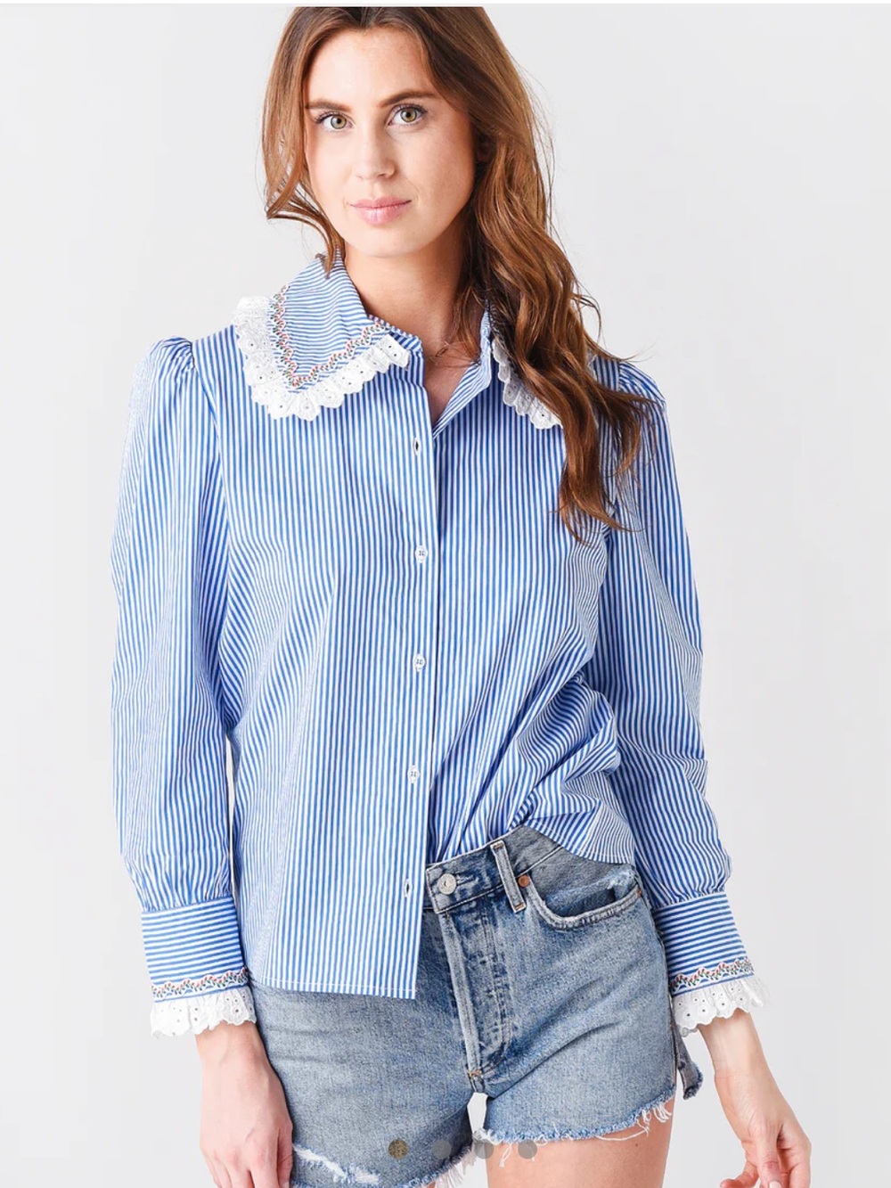 Hunter Bell Miller Top Blue and White Striped Button-Down Shirt Great Condition - Picture 1 of 16